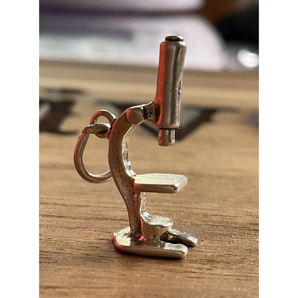 925 Sterling Silver Microscope Charm